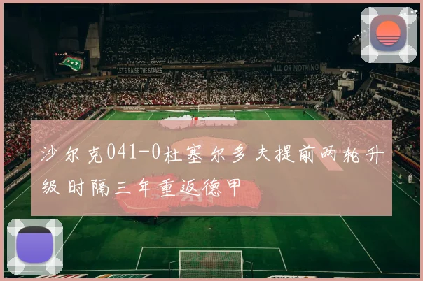 沙尔克041-0杜塞尔多夫提前两轮升级 时隔三年重返德甲